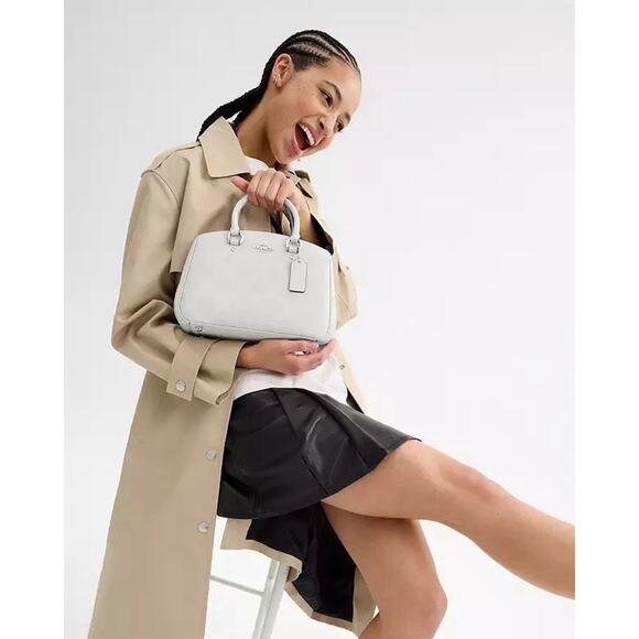 NWT Coach Savannah Small Carryall Satchel Bag CAL53 Signature Canvas White/Chalk - Picture 10 of 14